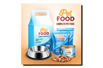 Pet Food Complete Creative Promotion Poster Vector