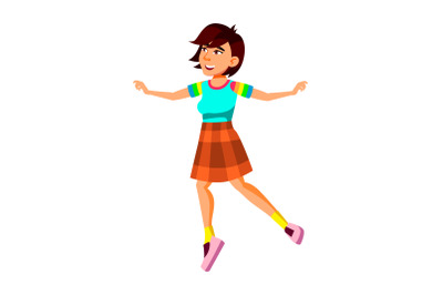 Girl Teen Happy Jumping After Examination Vector