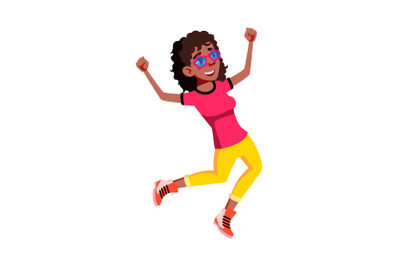 Girl Teen Dancing And Jumping On Party Vector