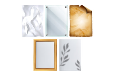 Poster Blank Paper And Parchment Frames Set Vector