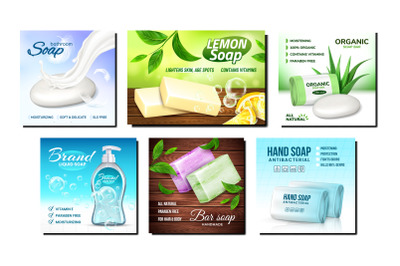 Organic Soap Creative Promotion Posters Set Vector