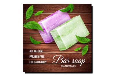 Handmade Bar Soap Creative Promotion Banner Vector