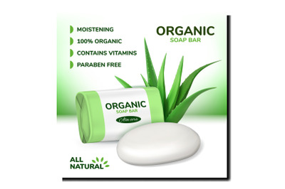 Organic Soap Bar Creative Promotion Banner Vector