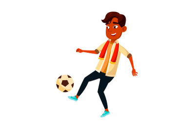 School Boy Playing Soccer Sport Team Game Vector