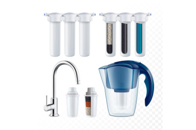 Water Filtration System And Equipment Set Vector