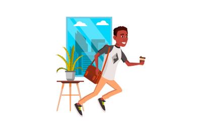 Running businessman fast vector