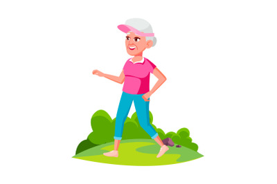 Running old woman quickly vector