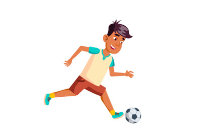 Teenager Boy Playing Soccer Sport Game Vector