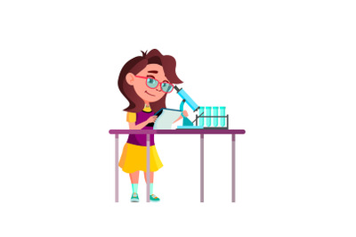 school kid girl scientist vector