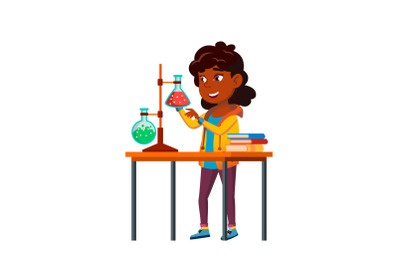 school kid girl scientist vector