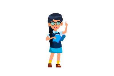 school kid girl scientist vector