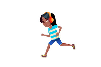 Schoolgirl Teen Athlete Running Outdoor Vector