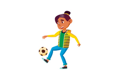 School Girl Playing Soccer Sport With Ball Vector