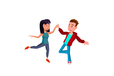 Boy And Girl Kids Couple Dancers Dancing Vector