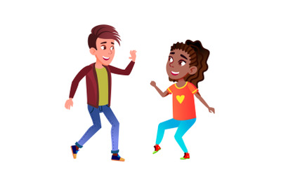 School Children Couple Dancing Energy Dance Vector