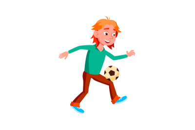 soccer teen boy playing football vector