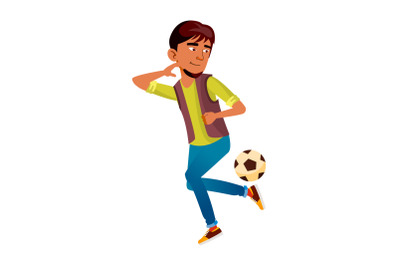 teen boy kick playing football vector