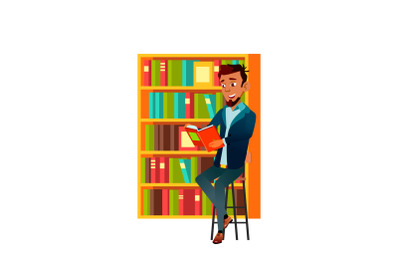 teen boy reading book vector