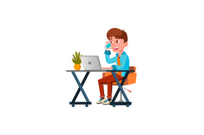 teen boy using talking smartphone vector