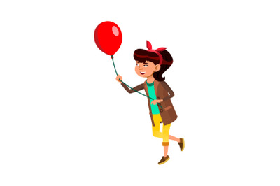 teen girl air balloon vector