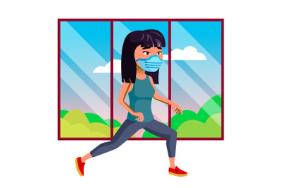 Teen young girl wearing mask vector