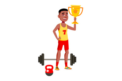 Boy Teenager Athlete Celebrate Victory Vector