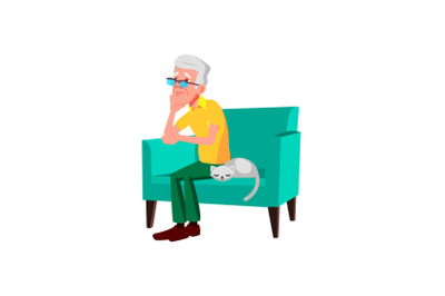 Thinking old man trouble vector