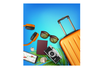 Tourism travel banner flight airplane vector