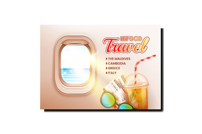 Tourism travel banner trip airplane vector