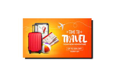 Tourism travel banner holiday airplane vector