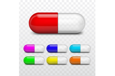 Pharmaceutical Medicament Capsules Set Vector