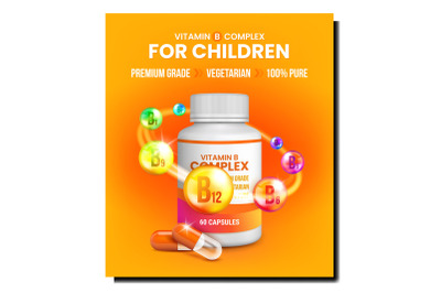 Children Vitamin health poster vector