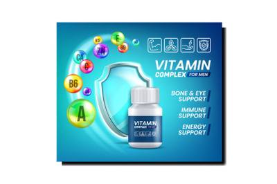 Man Vitamin health poster vector