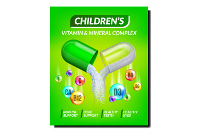 Children Vitamin health poster vector