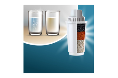 Water Filter Pitcher Cartridge Promo Poster Vector