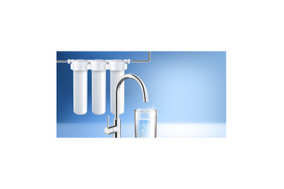 Home Water Filter System Promotion Banner Vector