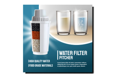 Water Filter Pitcher Cartridge Promo Poster Vector