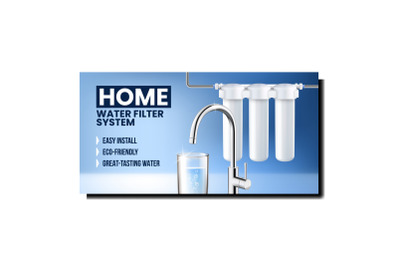 Home Water Filter System Promotion Banner Vector