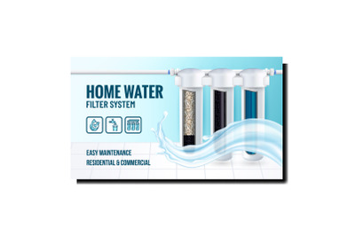 Home Water Filter System Promotional Poster Vector