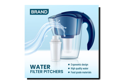 Water Filter Pitchers Promotional Banner Vector