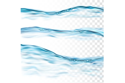 Marine Water Stream Splash And Wave Set Vector