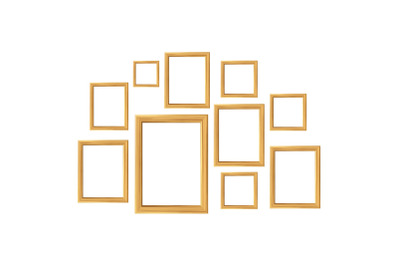 Wooden Frames For Pictures Collage Set Vector