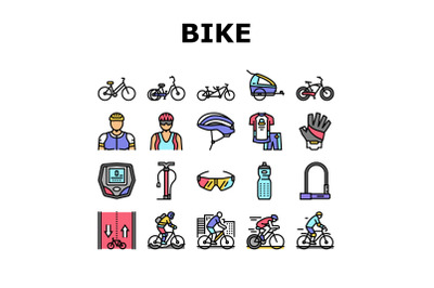 Bike Transport And Accessories Icons Set Vector