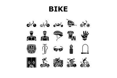 Bike Transport And Accessories Icons Set Vector