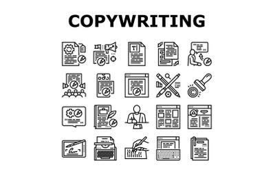 Copywriting Content Strategy Icons Set Vector