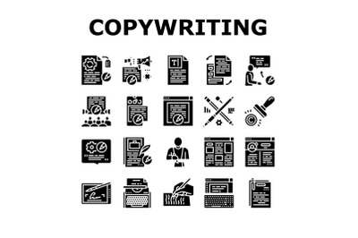 Copywriting Content Strategy Icons Set Vector