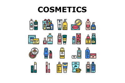 Cosmetics Package Beauty Product Icons Set Vector