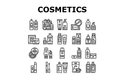 Cosmetics Package Beauty Product Icons Set Vector