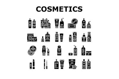 Cosmetics Package Beauty Product Icons Set Vector