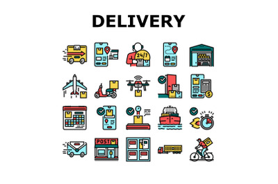 Delivery Service Application Icons Set Vector